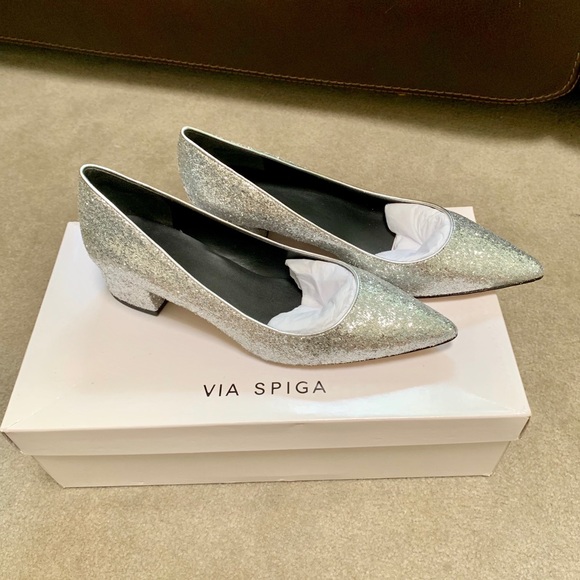 VIA SPIGA SLIVER glitter PUMP - Picture 5 of 8